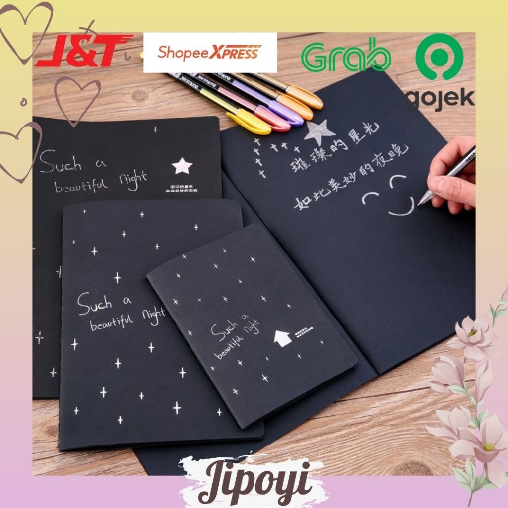 Notebook Notepad Buku Hitam Black Polos Memo Catatan Notes Planner Bujo Journal Scrapbook Aesthetic