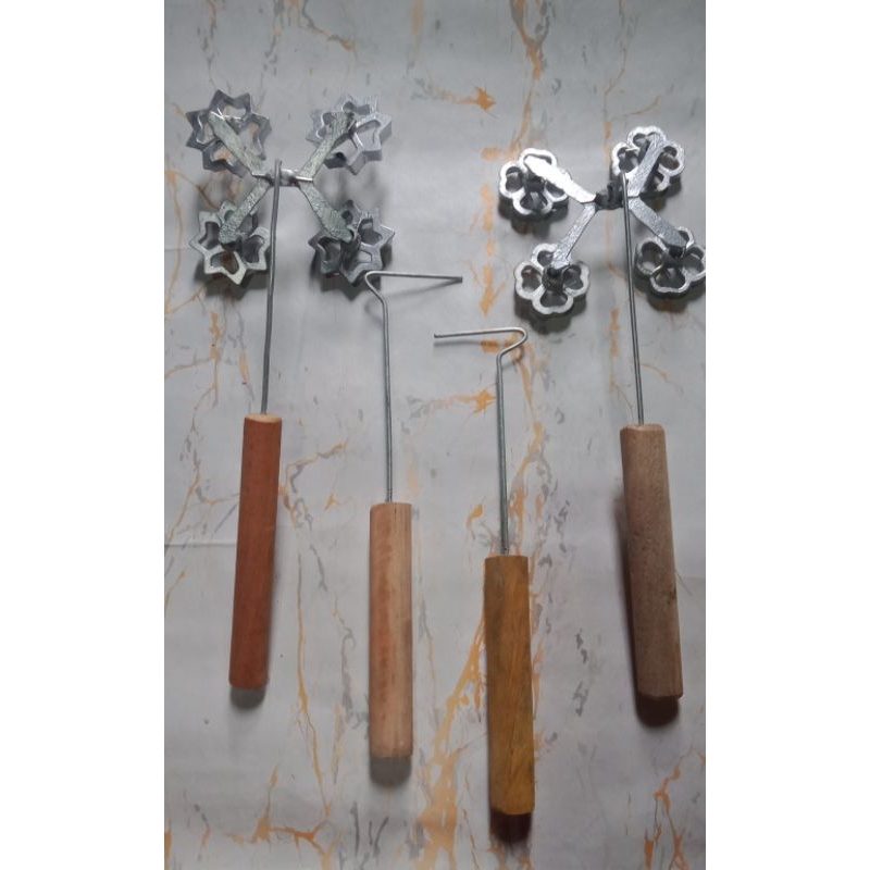 promo cetakan kue kembang goyang cabang 4 sama sutil bintang dan bungga/cetakan kue kembang goyang m