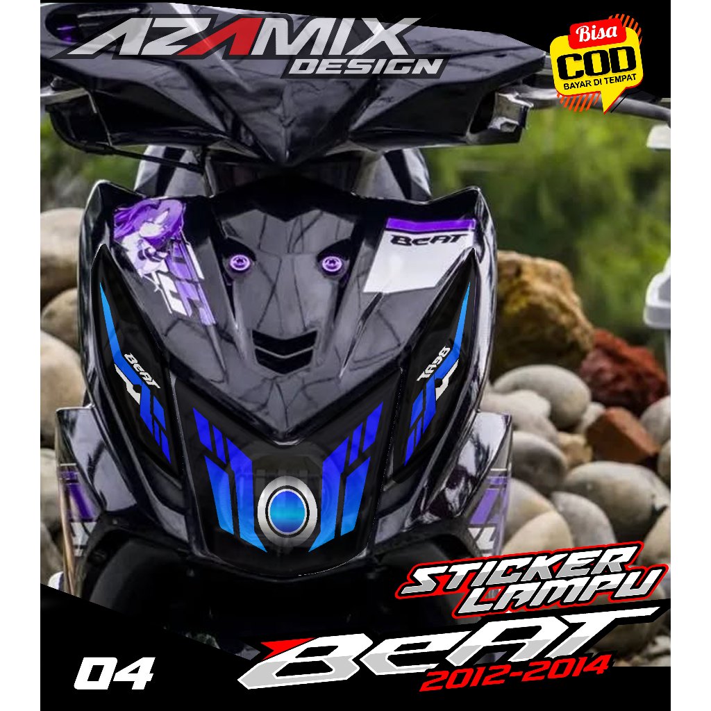 KODE 04 STIKER VARIASI ALIS LAMPU MOTOR BEAT FI - STIKER LAMPU DEPAN BEAT FI PREMIUM GRAFIK