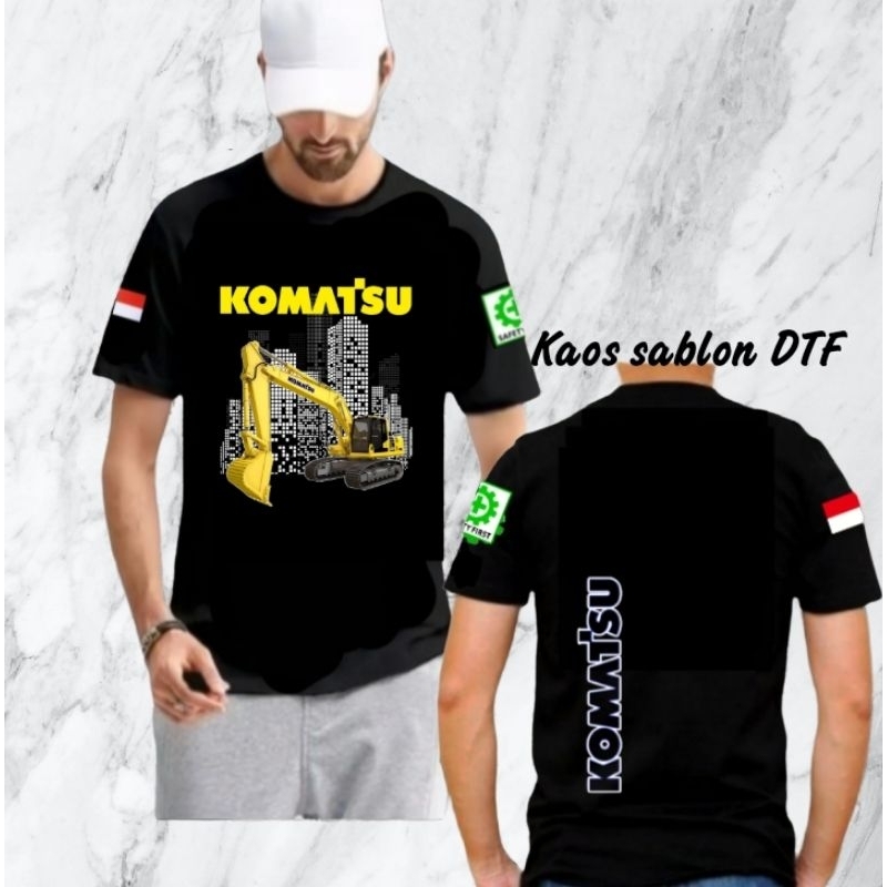 Baju kaos excavator komatsu/Kaos sablon DTF