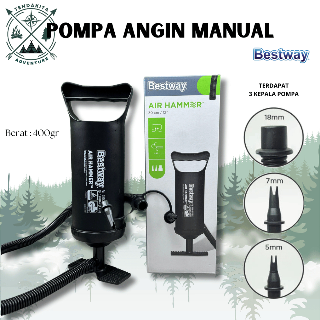 -Bestway Pompa Angin 12" Bestway Pompa Angin Manual Pompa Angin Murah Kasur Angin Kolam Renang Anak