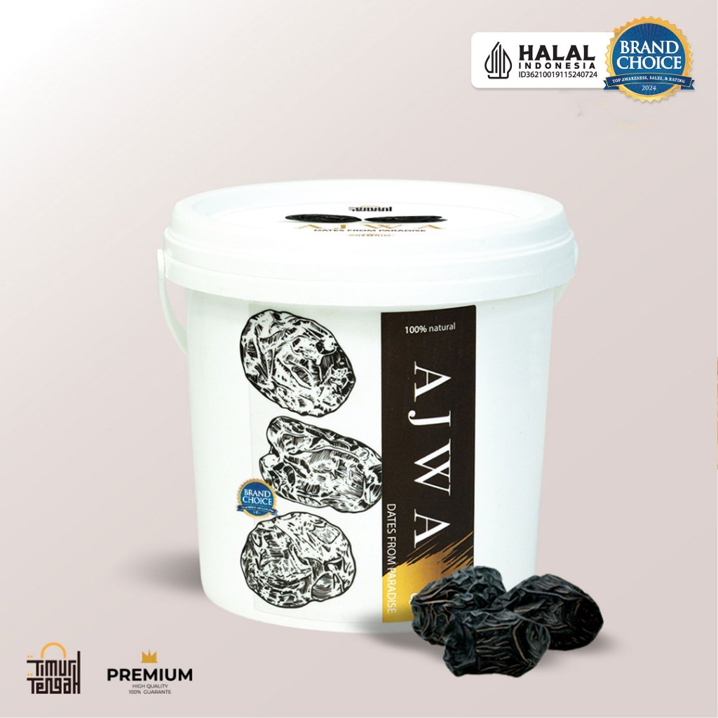 

Timur Tengah Kurma Ajwa Ember 850 gr Premium Favorit Nabi Dates Madinah Original High Quality