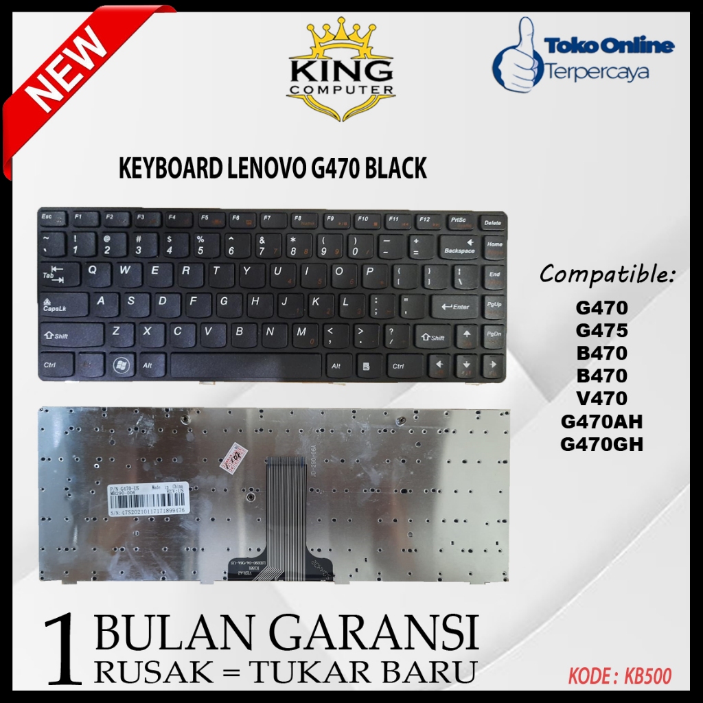 KEYBOARD LENOVO G470 B470 G475 HITAM