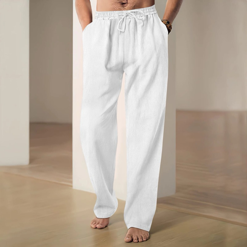 Celana Katun Linen Reguler Pria  Keren Kasual Terbaru Celana Katun Linen Pria Nyaman Reguler celana 