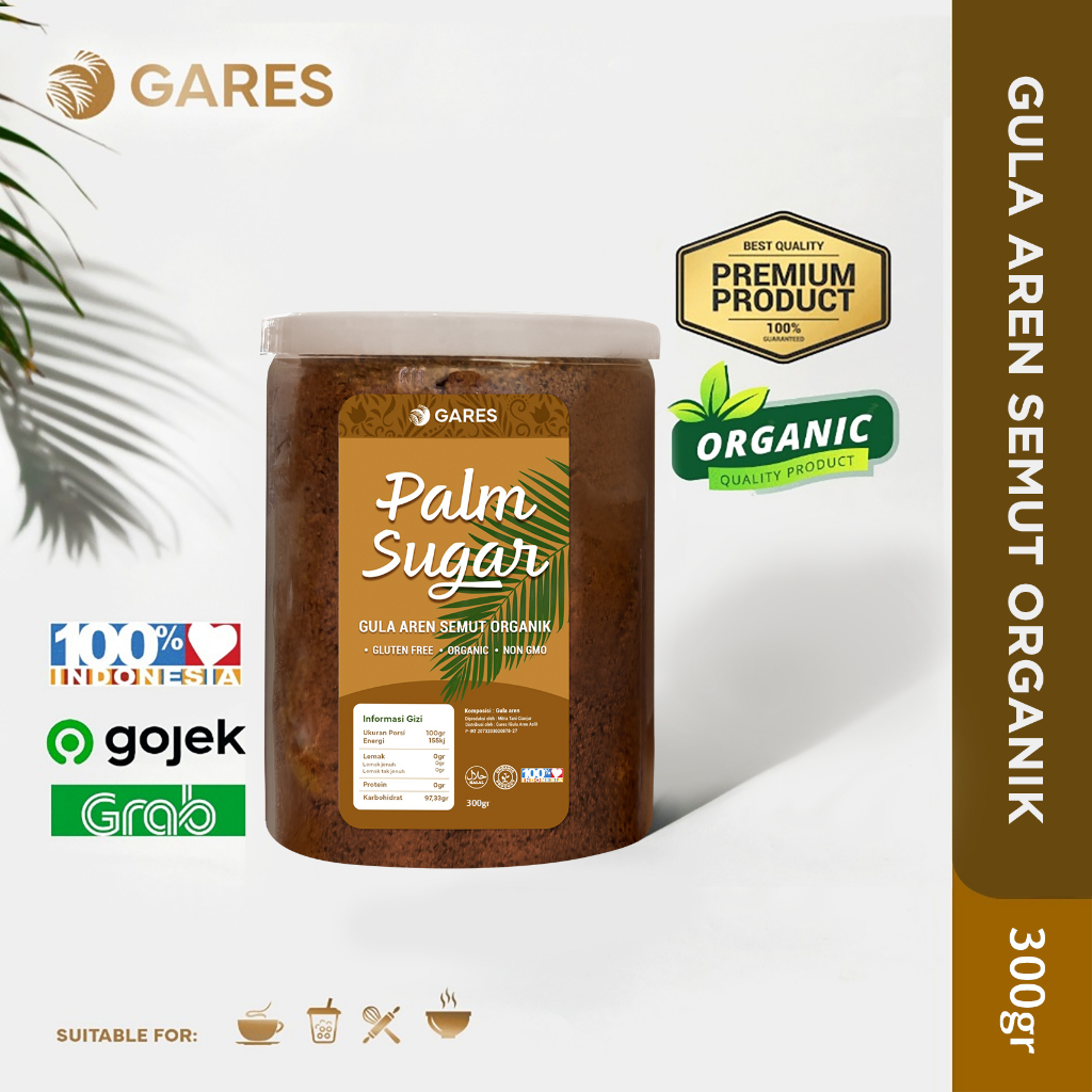 

(Gares) Gula Aren Asli Organik Semut 400gr | 100% Gula Aren Asli (Travel Size)
