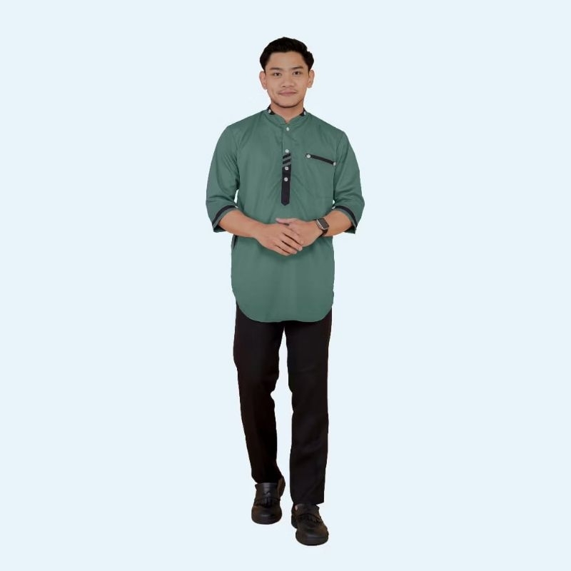 IMAN - TERBARU BAJU KOKO KEMEJA KURTA JUMBO KATUN TOYOBO PREMIUM LENGAN TANGAN 3/4  SAKU AKTIF TERBA