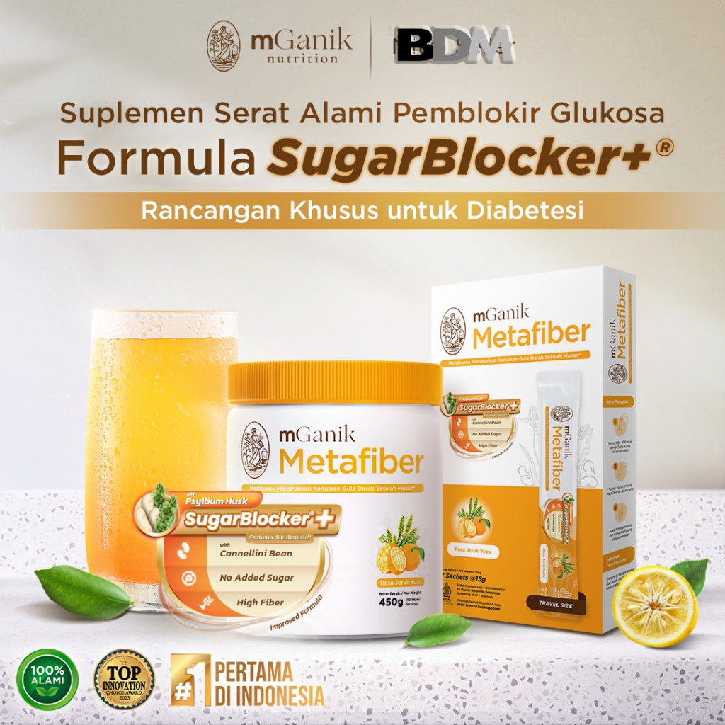 mGanik Metafiber 450gr  Minuman Suplemen Serat Fiber Obat Herbal Diabetes Gula Darah Kolesterol Ting