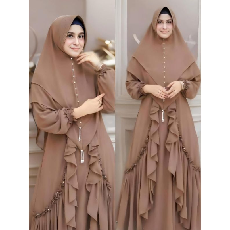 ( Promo cuci gudang ) Maurel syari milo / Gamis syari Cantik /Gamis syari elegan / Gamis set