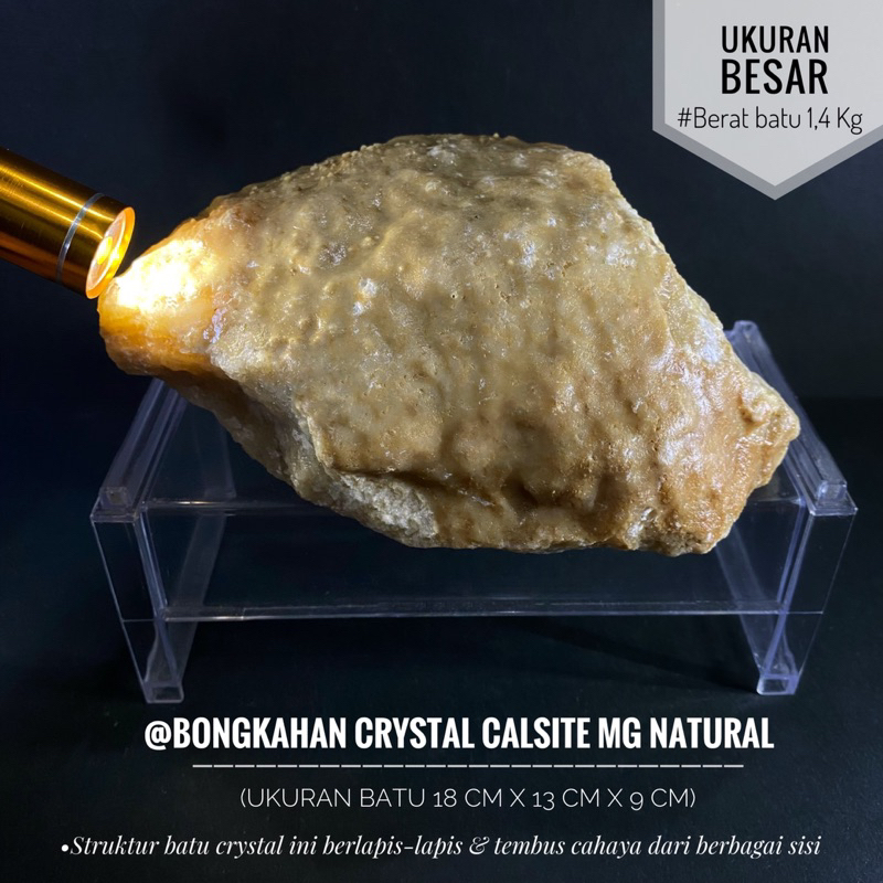 Bongkahan Crystal Calsite MG Natural L59 atau Batu Kristal Kalsite Mani Gajah atau Clear Calsite Sto