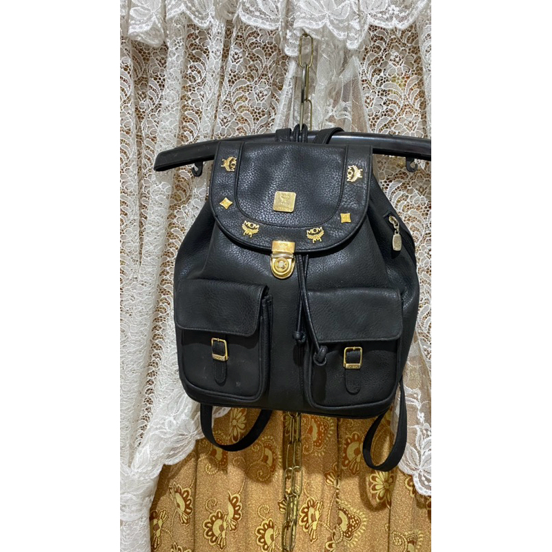tas backpack tas punggung ransel kulit asli ala MCM tidak ori saya jual kulitnya