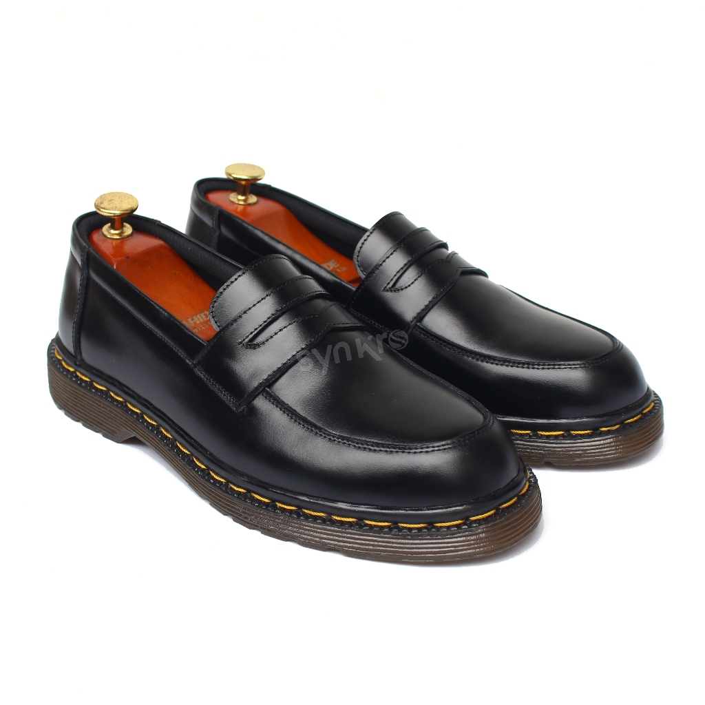 38-44 Synkro Kencana - Sepatu Formal Penny Loafers Pria Kulit Asli Hitam