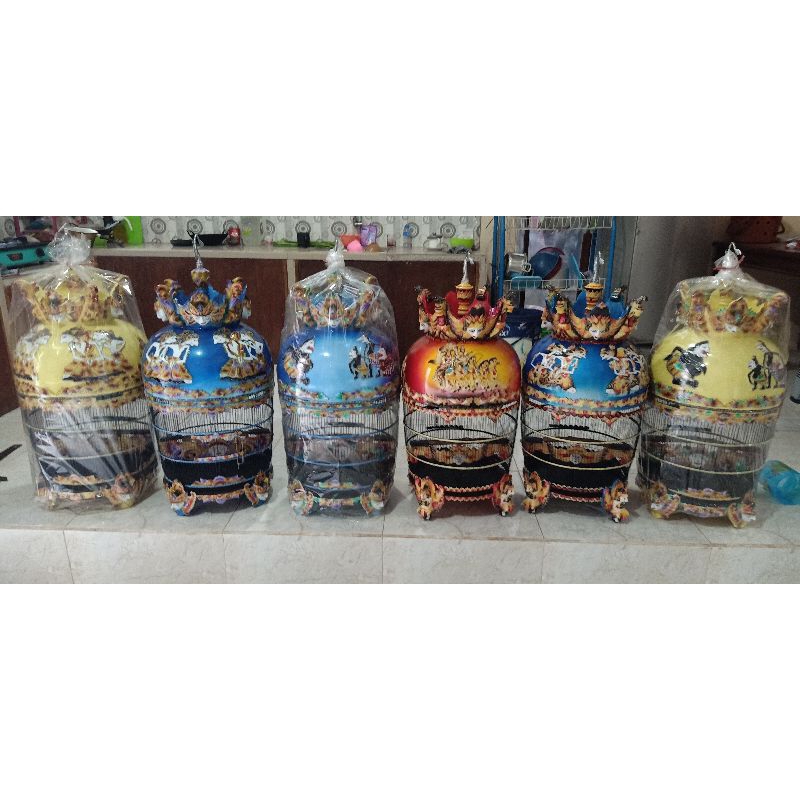 sangkar perkutut motif wayang kulit