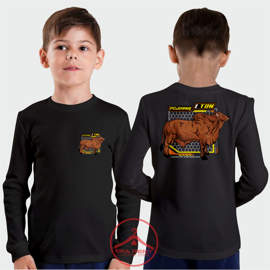 Baju Kaos Anak Peternak Sapi Limosin Super Cewek Cowok Lengan Panjang
