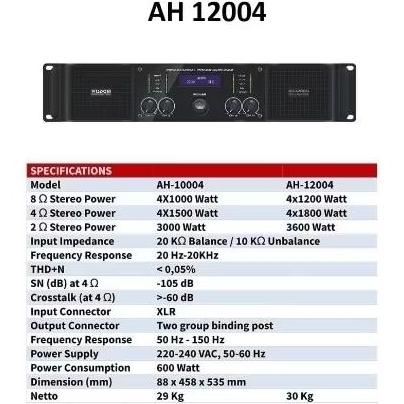 Power Amplifier Wisdom AH 12004 AH12004 4 channel