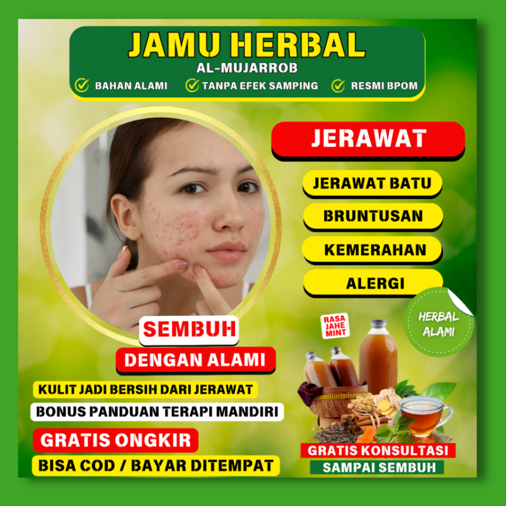 

Jamu herbal al mujarrob Jerawat kulit Bruntusan Obat alami Ampuh BPOM Gratis ongkir COD