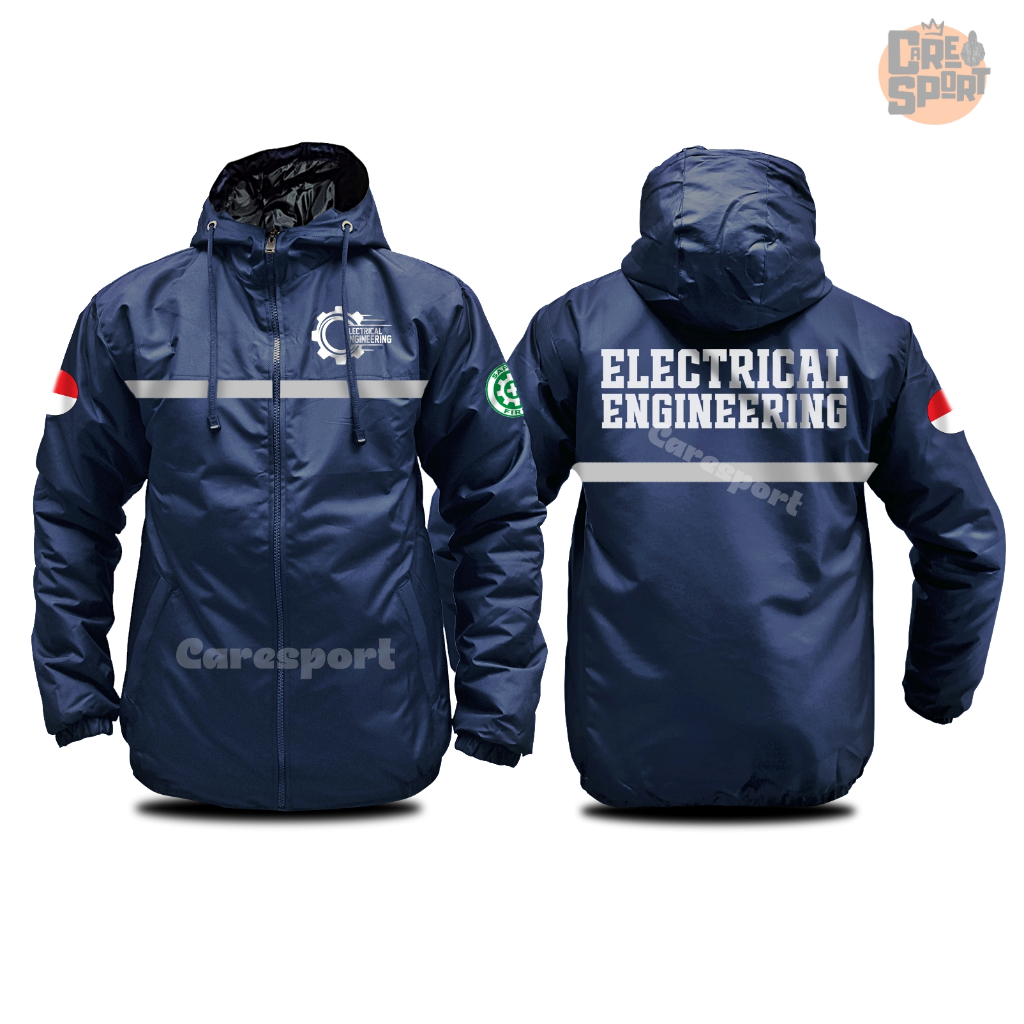 jaket ELECTRICAL ENGINEERING custom pria wanita parasut perusahaan scotlight kerja lapangan sablon
