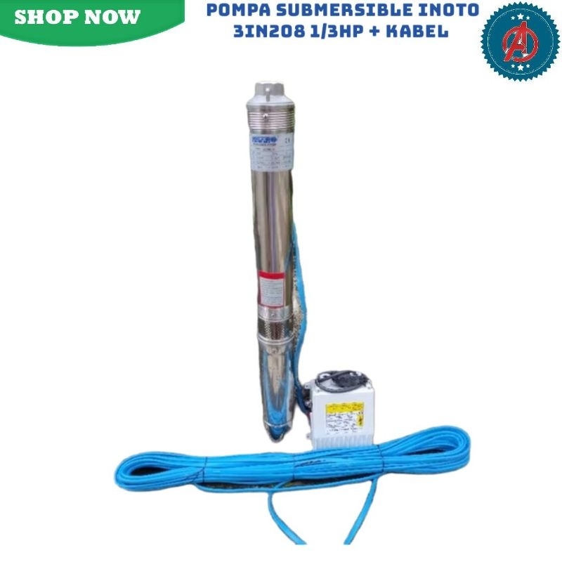 Pompa Submersible Inoto 3 In 208 1/3 HP + Kabel 30M Pompa Celup Satelit 1/3 HP Inoto 3 In 208 30M