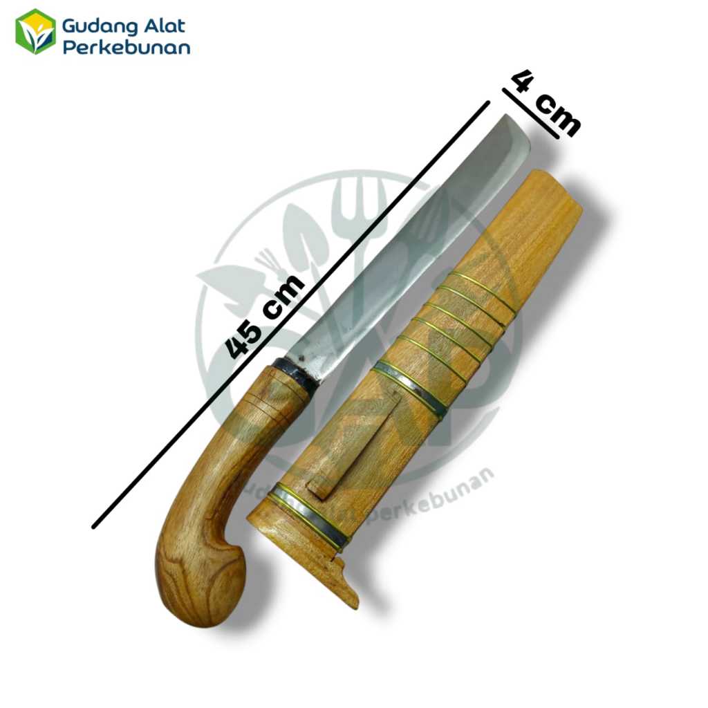 GOLOK KERJA BAHAN BAJA PER SARUNG KAYU TERMURAH PANJANG 45 CM