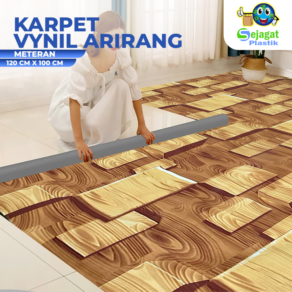 Sejagat Plastik - Karpet Vinyl Motif Kayu Karpet Arirang Karpet Premium bidang 1.2 meter (METERAN)