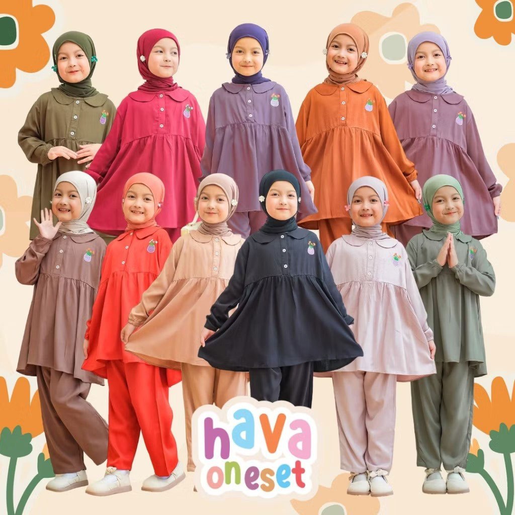 Baju Muslim Anak Perempuan Setelan Celana Depika Bahan Rayon Twill Bordir | Gamis Home Dress
