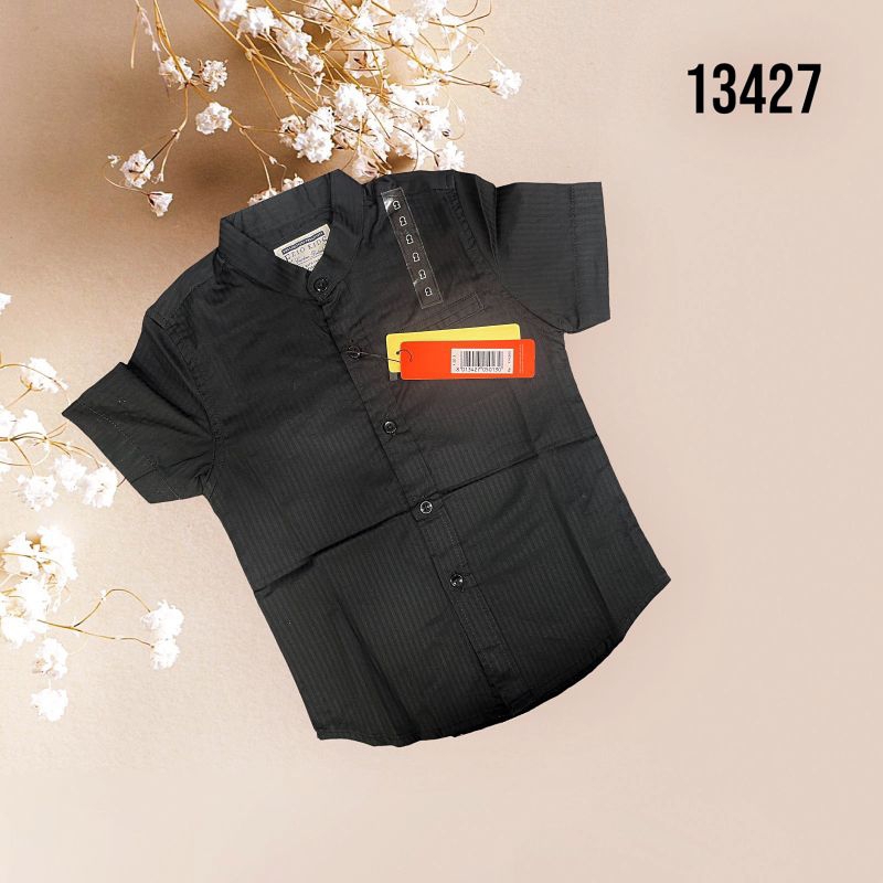 kemeja anak Koko pendek hitam EZIO KIDS