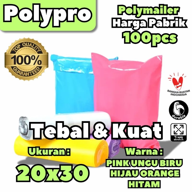 

Plastik Packing Online 20x30 / Polymailer Warna Premium / 100 Lembar