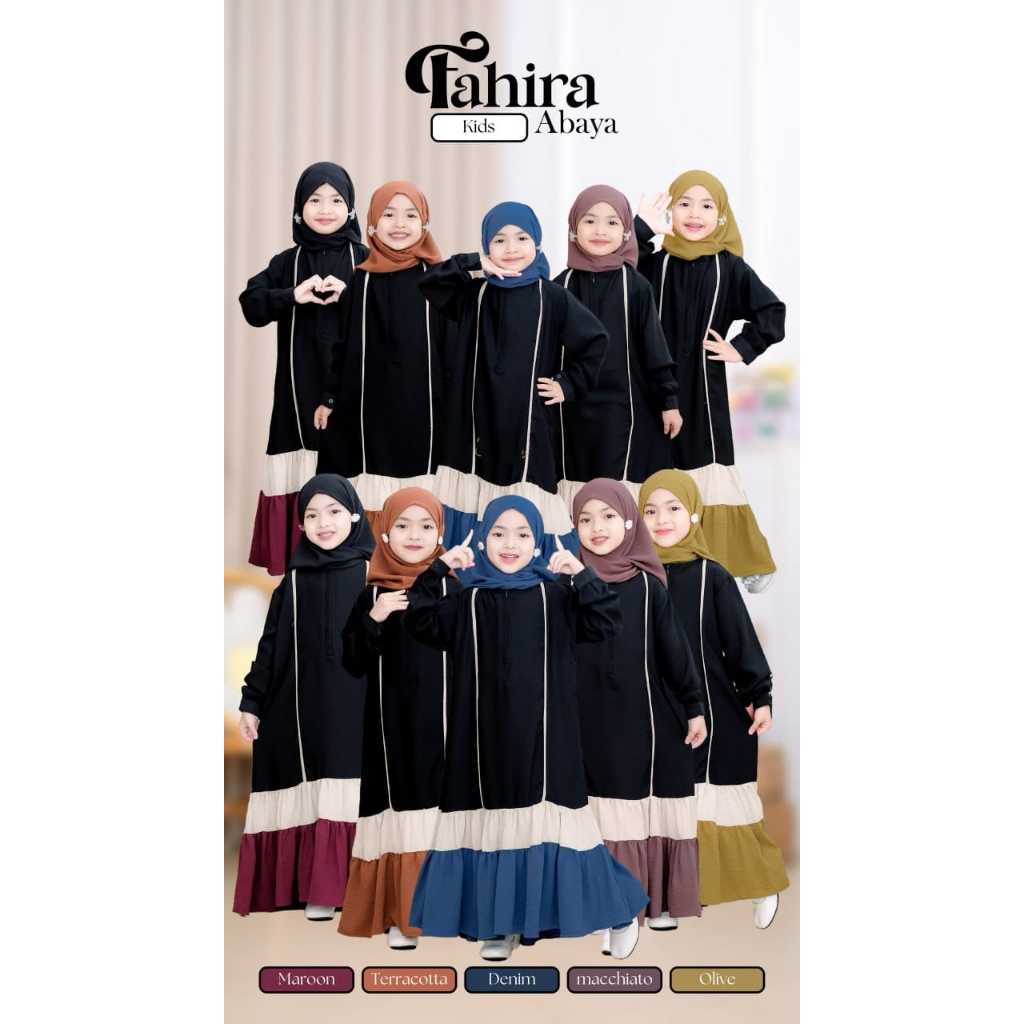 Abaya Anak Perempuan Umur 6 7 8 9 Tahun / Fahira Kids Abaya Bahan Crinkle / Gamis Lebaran Anak Perem