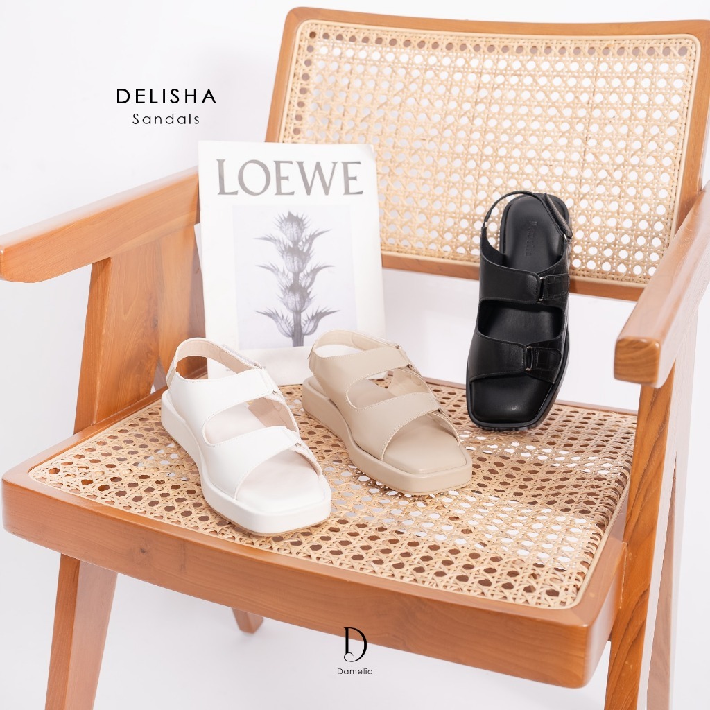 Damelia Melstore JKT Delisha Sandals Wanita Sendal Tali Belakang Platform Casual Stylish