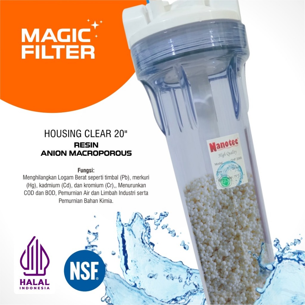 Magic Filter - Housing clear 20" resin macroporous - air berkapur