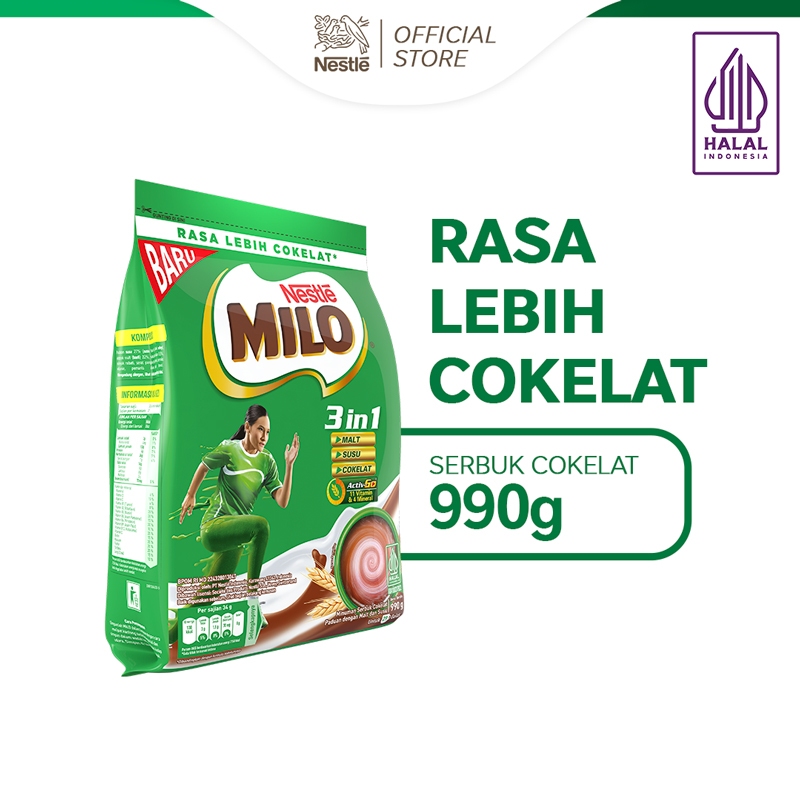 

MILO 3in1 ACTIV-GO Susu Coklat Kaleng/Pouch 990g