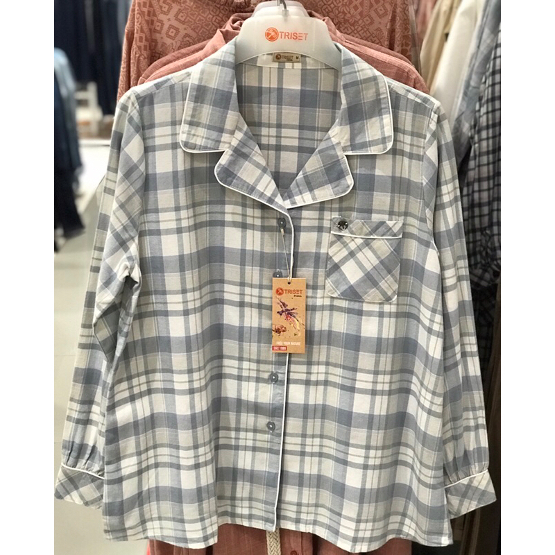 Triset Kemeja Wanita kotak-kotak new in S-XL
