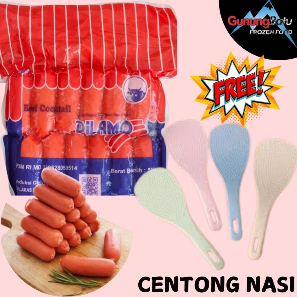 

DILAMO SOSIS MERAH COCKTAIL / SAUSAGE BEEF COCKTAIL 500 GRAM SOSIS SAPI (PROMO)FREE CENTONG NASI