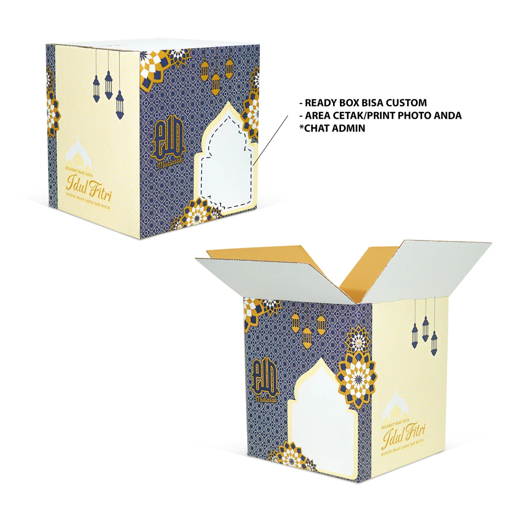 

( 5 Pcs )Box Parcel Hampers Sembako Lebaran Murah Tebal Kokoh Motif Fitri Famy Bis Custom Gambar Ukuran 30x30x33 Cm