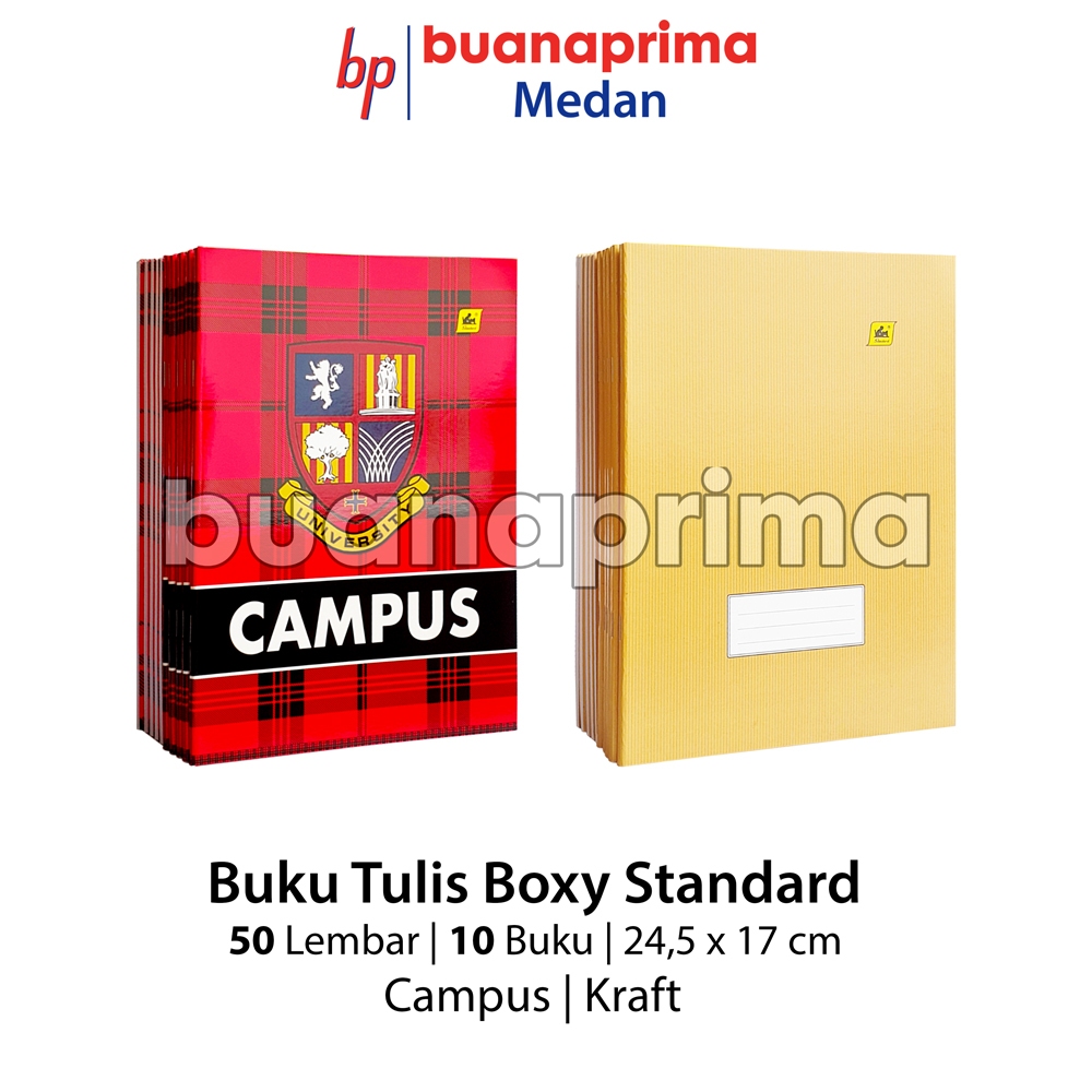

Buku Tulis PANJANG BOXY STANDARD 50 Lembar isi 10 Buku 24,5 x 17 cm Notebook Sekolah Campus Kraft Coklat