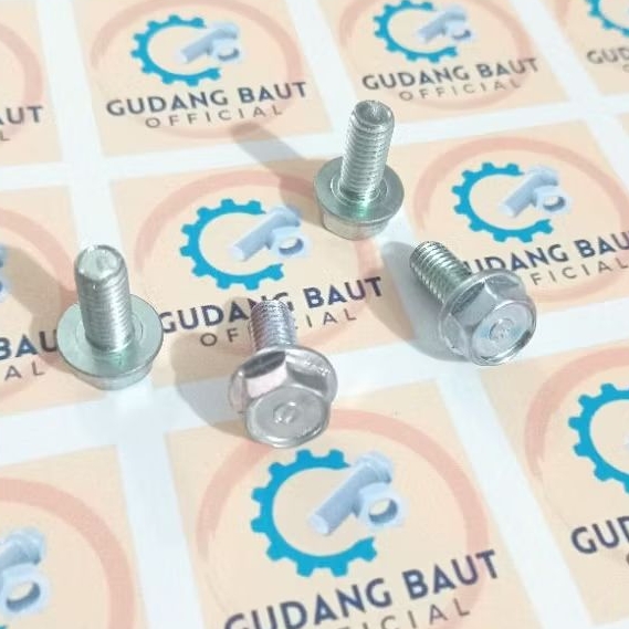 ( Paket 10 Biji ) Baut Flange M6x15 Original / Baut Topi 10 Panjang 15mm
