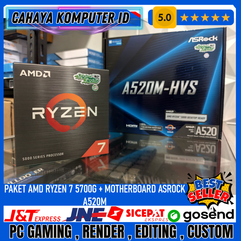 PAKET Motherboard Prosesor AMD Ryzen 7 5700G 3.6Ghz + MOTHERBOARD A520M