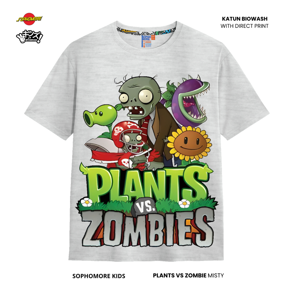 Sophomore - Kaos Baju Atasan Tshirt Anak Laki Laki Cowok Game Zombie White 2-10 Tahun