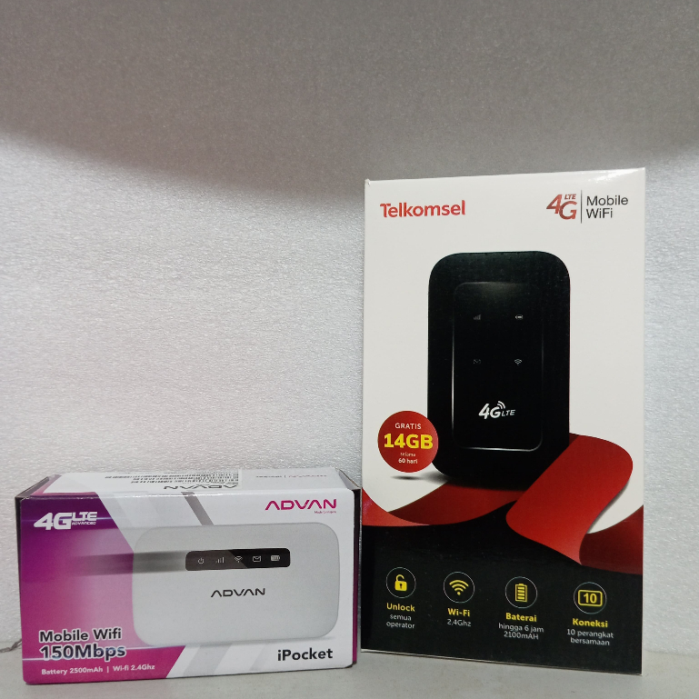 Paket Murah  modem wifi Advan Mf01 Ipocket  4G Lte Unlock + Modem Wifi Telkomsel  14GB  4G Lte Unloc