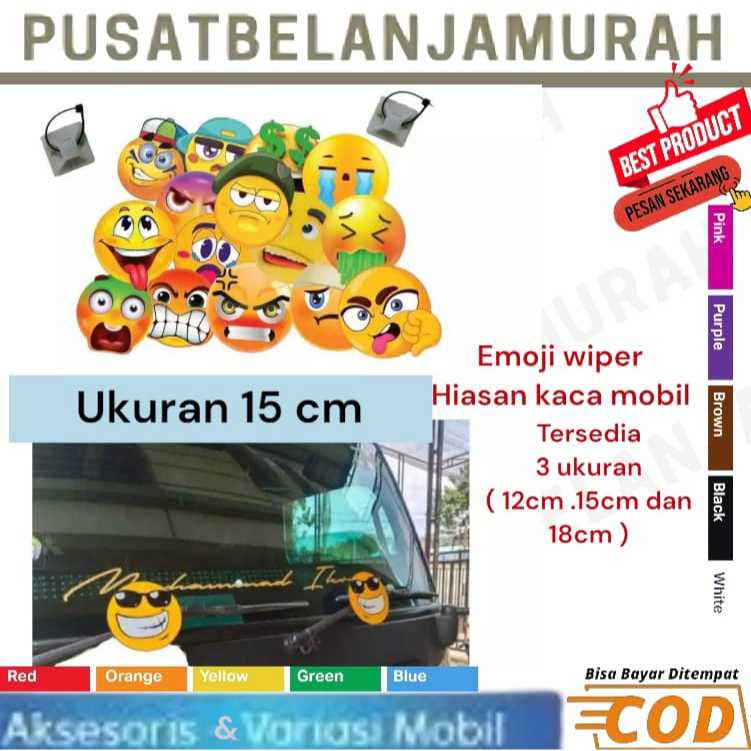 Emoji Wiper Mobil  ukuran 15 cm bahan akrilik berkualitas / Hiasan Kaca Wiper Mobil Wiper mobil Truk