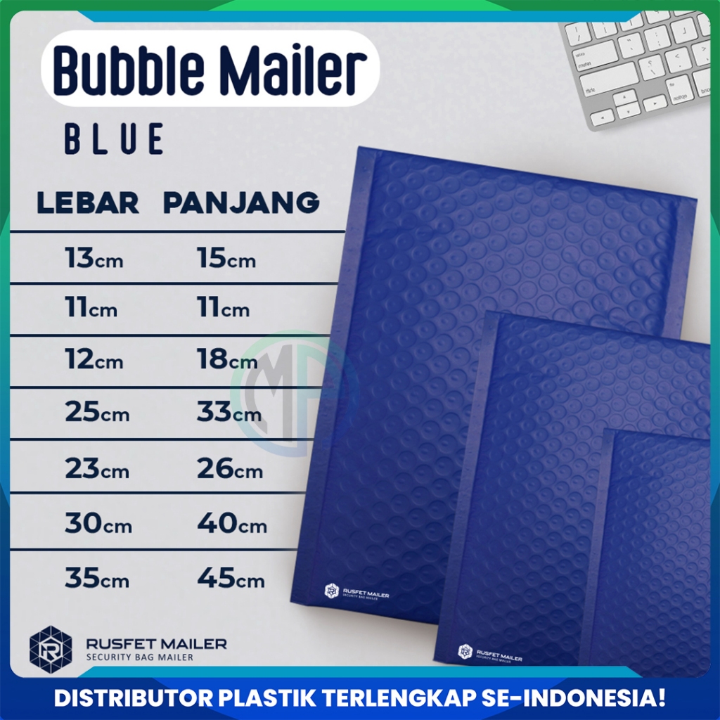 

Amplop Bubble Mailer Polos Biru Solid / Amplop Bubble Packing Murah Electric Blue Satuan