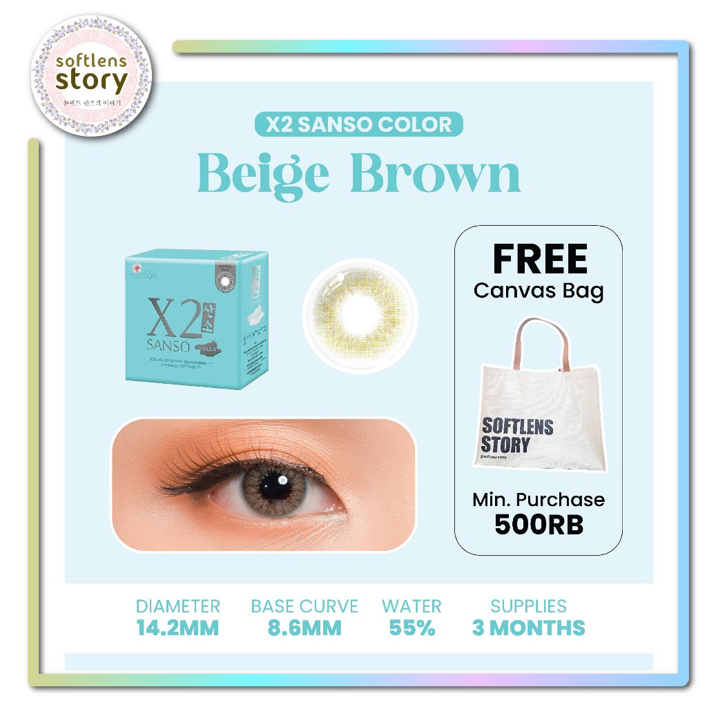 X2 Sanso Color Beige Brown Softlens Bulanan