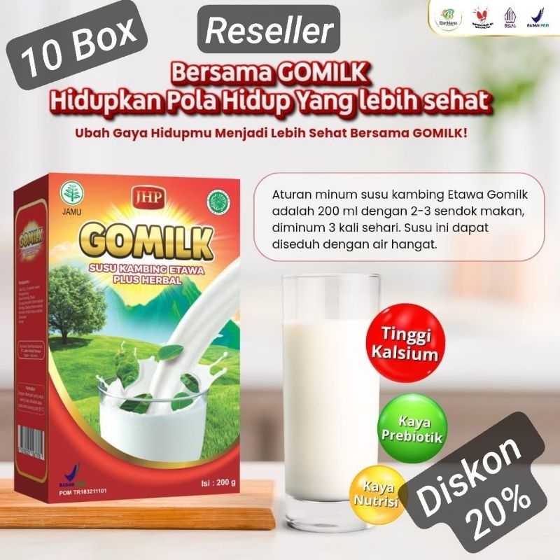 

GOMILK reseller susu kambing etawa plus herbal 10box 200gr