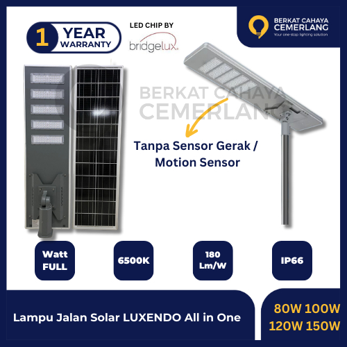 Lampu Jalan Solar All In One 80W 100W 120W 150W PJU LED Tenaga Surya Tanpa Sensor Gerak