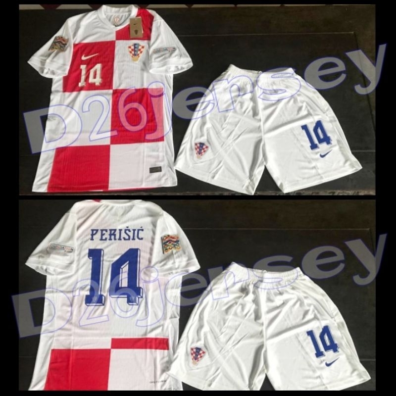 Jersey Kroasia Home Player Issue + Celana 2024 / 2025 + Cetak Nama Nameset PERISIC 14 / Custom