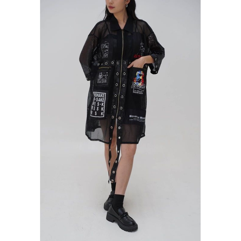 Harajuku ZIPPER outer / outer japan style / outer sleting / dress jaring