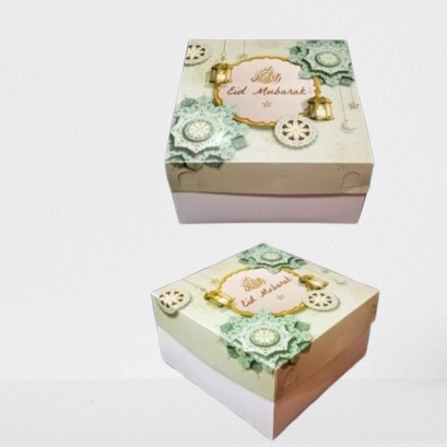 

5 pcs dus lebaran motif lentera hijau muda kemasan cookies box hampers eid mubarak 18x18x10cm