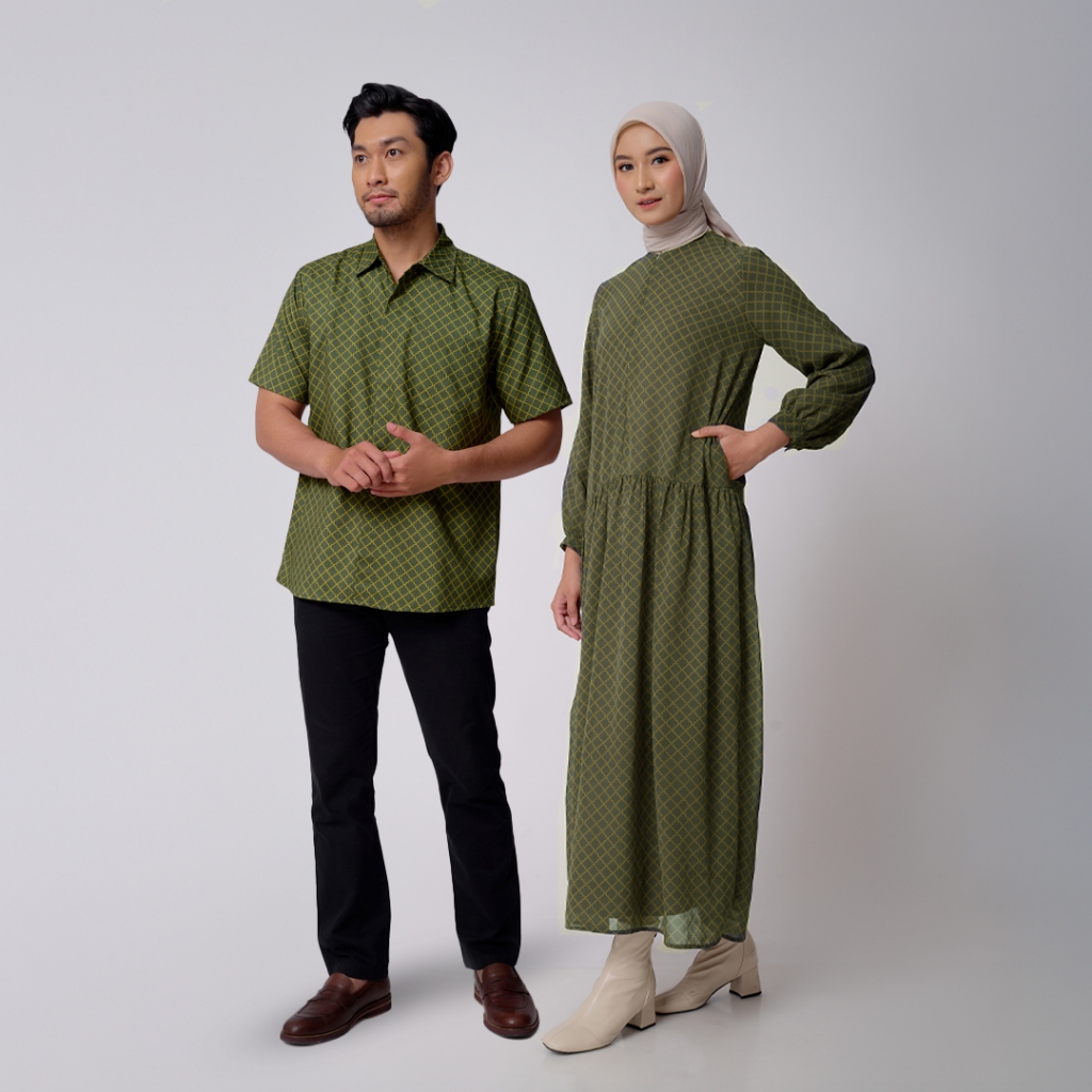 ZM Zaskia Mecca - Couple Set Gamis Dress Muslim, Blouse & Kemeja Koko Pria Lengan Panjang & Pendek -