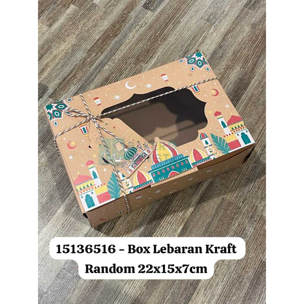 

Box Lebaran Craft Random 22x15x7cm /kemasan Nastar kue brownies lapis surabaya/ legit Aesthetic Idul Fitri