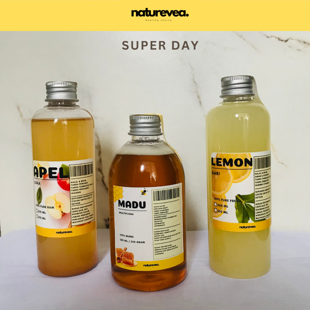 

Paket Super Day 3 in 1 Madu Multiflora Sari Lemon Cuka Apel Sehat Alami Natural