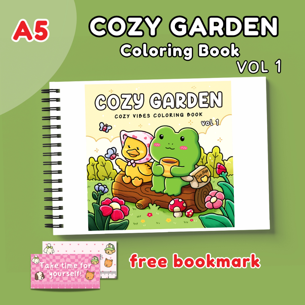

COZY GARDEN VOL 1 Healing Cozy Coloring Book Activity For Kids & Adults Buku Mewarnai Remaja Dewasa